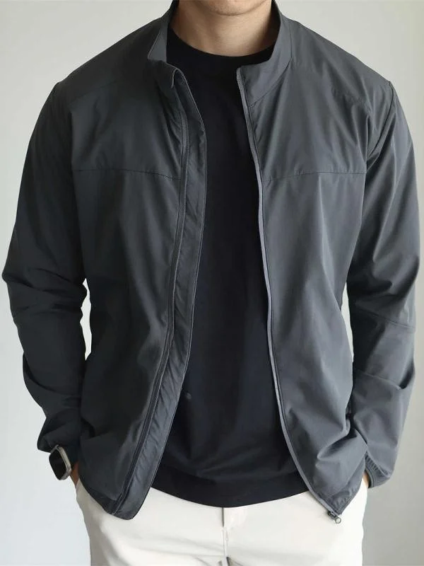 

Легкое дышащее темно-сохнущее солнцезащитное мужское пальто с воротником-стойкой, универсальное повседневное тонкое пальто для поездок на работу