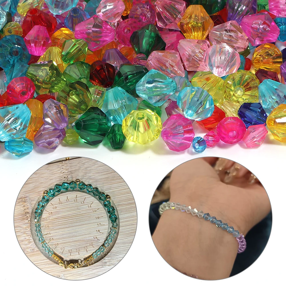 100-1000 Stück 4 6 8 10mm Facettierte Bicone Kristall-Acrylperlen Lose Abstandshalterperlen für Schmuckherstellung DIY Halskette Armband Zubehör – Detail 3