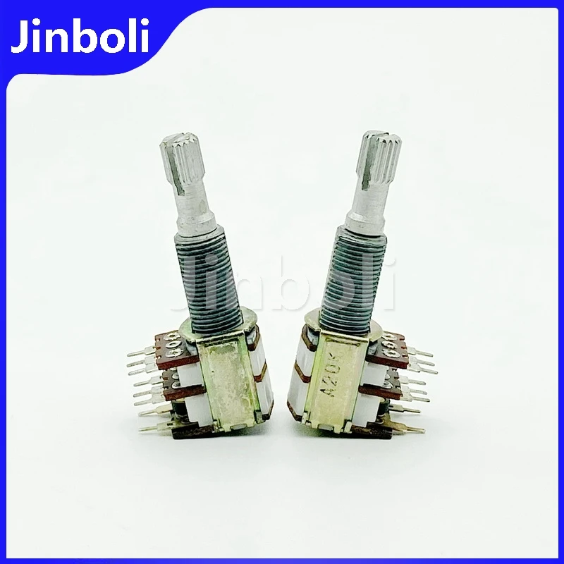 2 Peças Potenciômetro de Volume Automotivo A20K Tipo 12 Duplo com Chave Rotativa, Eixo em Formato de Flor 30mm