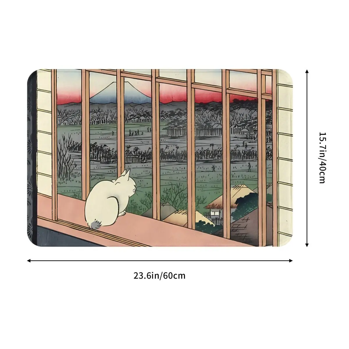 Utagawa Hiroshige Japanese Woodblock Cat Print Non-slip Doormat Carpet Living Room Bedroom Mat Prayer Indoor Decorative