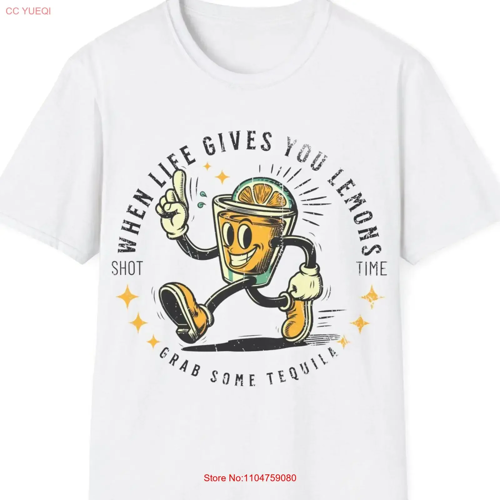 When Life Gives You Lemons Grab Tequila Retro Drinking Festival Distressed T Shirt Men's Ladies vintage Washed fashion