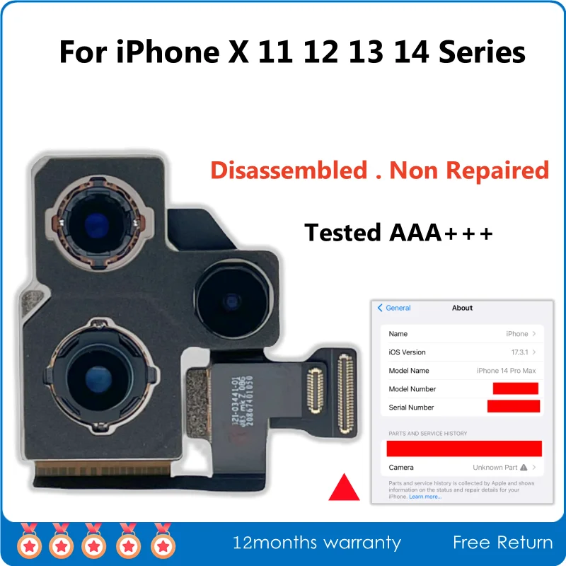 

Tested A+++ Disassembled Rear Camera For iPhone X XR XS 11 12mini 14 Plus 13 Pro Max, Back Camera Replacement, Non Repaired
