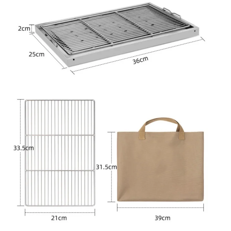 Outdoor Barbecue Houtskoolgrill Draagbare Camping Roestvrij Staal Opvouwbare Houten Kachel IGT Tafelaccessoires Camping Kookgerei