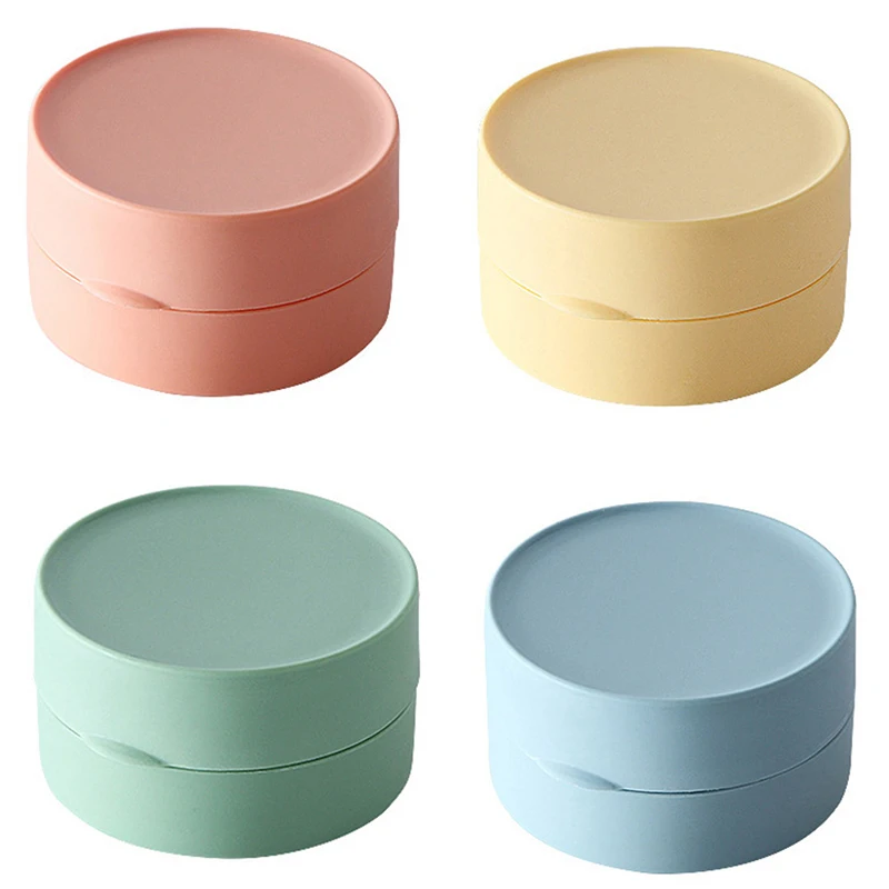 Soap Dishes Plate Waterproof Sealed Soap Case Round Travel Soap Box Portable Soap Tray With Lid For Bathroom Toilet Supplies