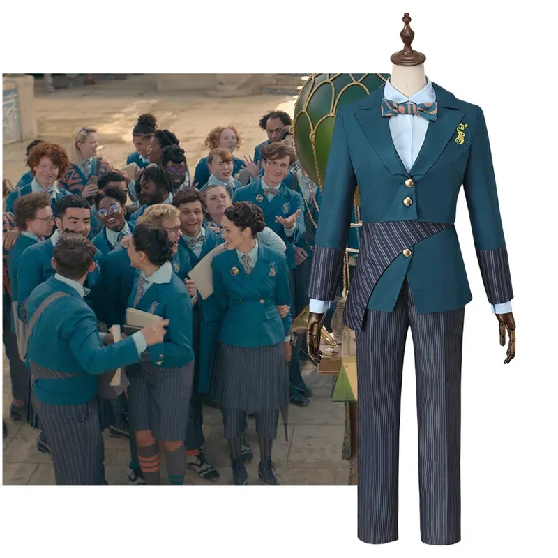 

xixixi Witch Glynda Elphaba Cosplay Costume School Jacket Pant Uniform with Tie Halloween Party Outfit for Women Girls