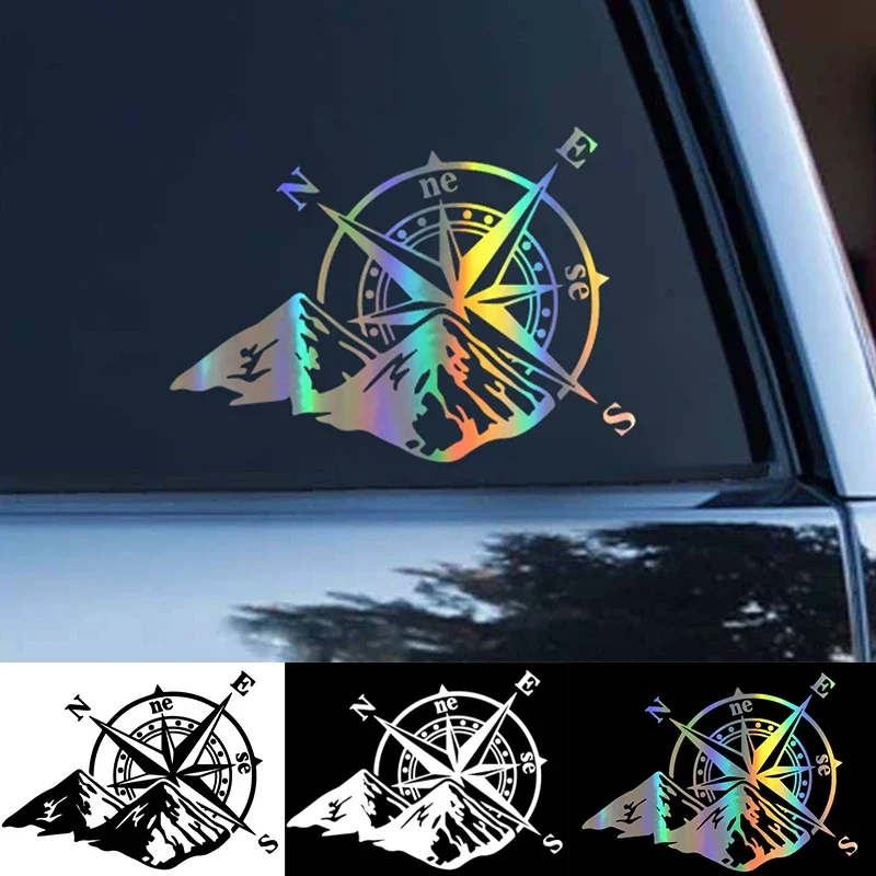 Car Stickers Mountain Compass Fashion Laser Colorful Rear Windshield Stickers Styling Decoration Decal Auto Exterior Accessories