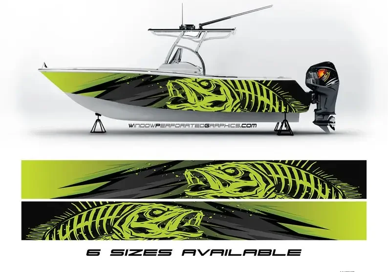 

Abstract Yellow Seabass Graphic Boat Vinyl Wrap Fishing Bass Pontoon Decal