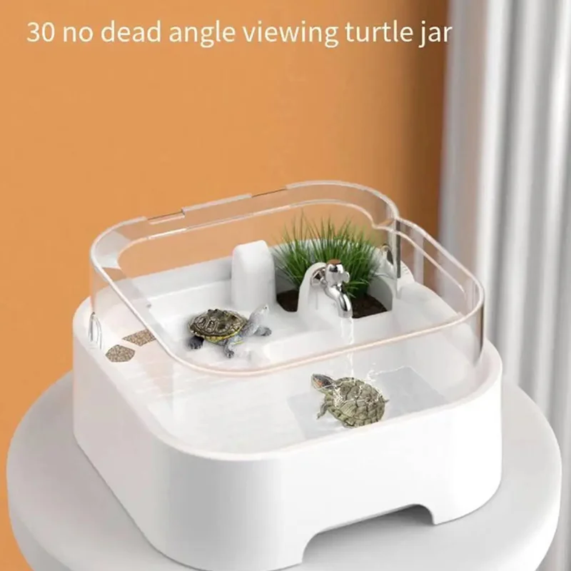 

Plastic Turtle Tank House with Filter Swim Bask Indoor Enclosure Water Turtles Cage Reptile Habitat Home Desktop Decoration