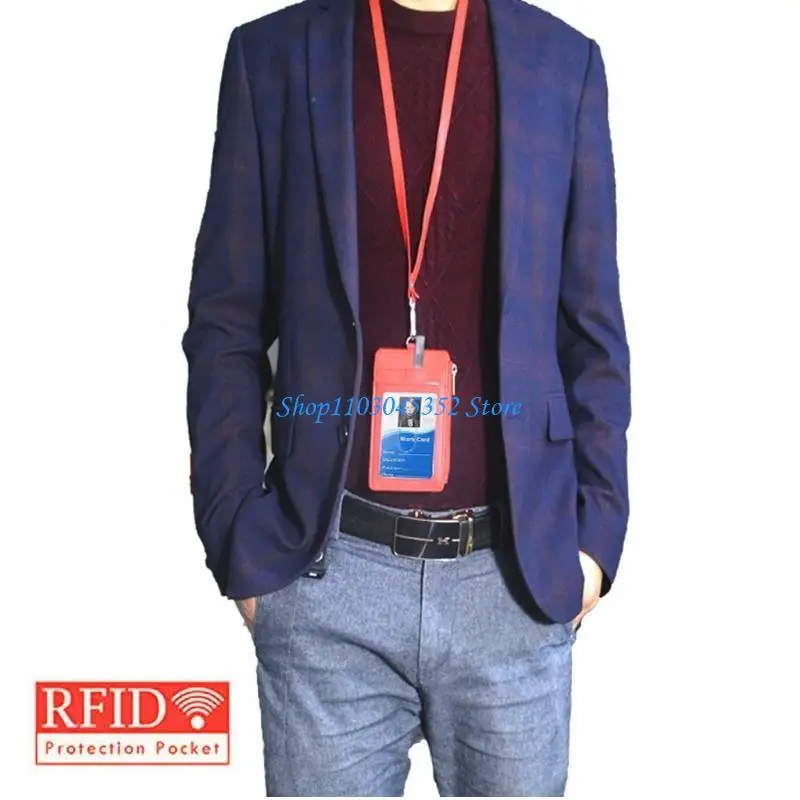 หนัง Badge ผู้ถือบัตร Lanyard บัตรเครดิตสำหรับกรณีธุรกิจ