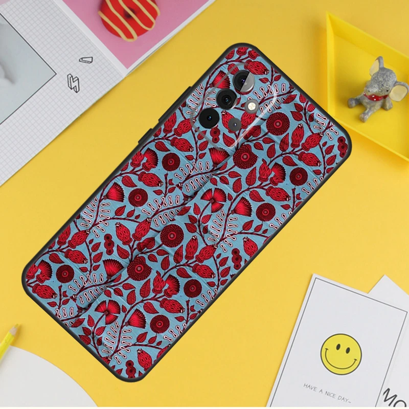 African Wax Pattern Fabric Phone Case For Samsung Galaxy A53 A33 A13 A12 A32 A52 A14 A34 A54 A15 A25 A35 A55 A71 A51