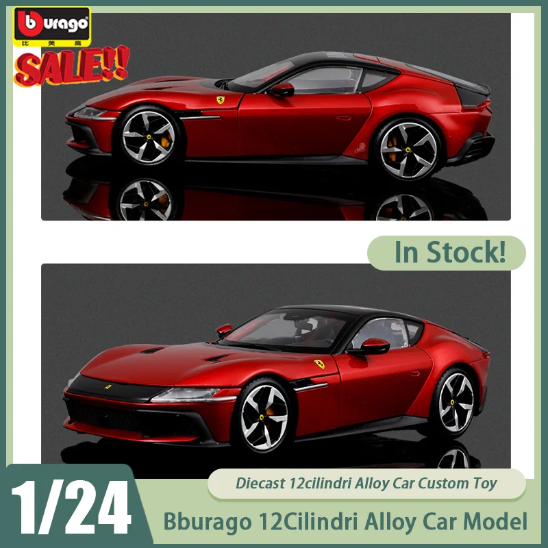 

New In Stock Bburago 1:24 12Cilindri Alloy Car Model Miniature Diecast 12cilindri Ornaments Custom Toys Kids Gift
