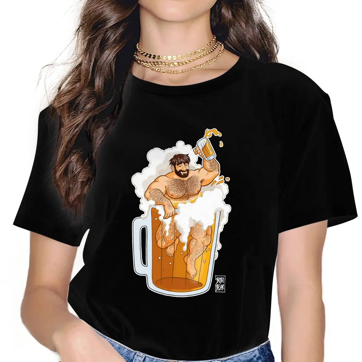 Fashion ADAM T-Shirt for Women Crew Neck T Shirt Beer Birra Bier Alcohol Beverage Short Sleeve Tee Shirt Party Clothes