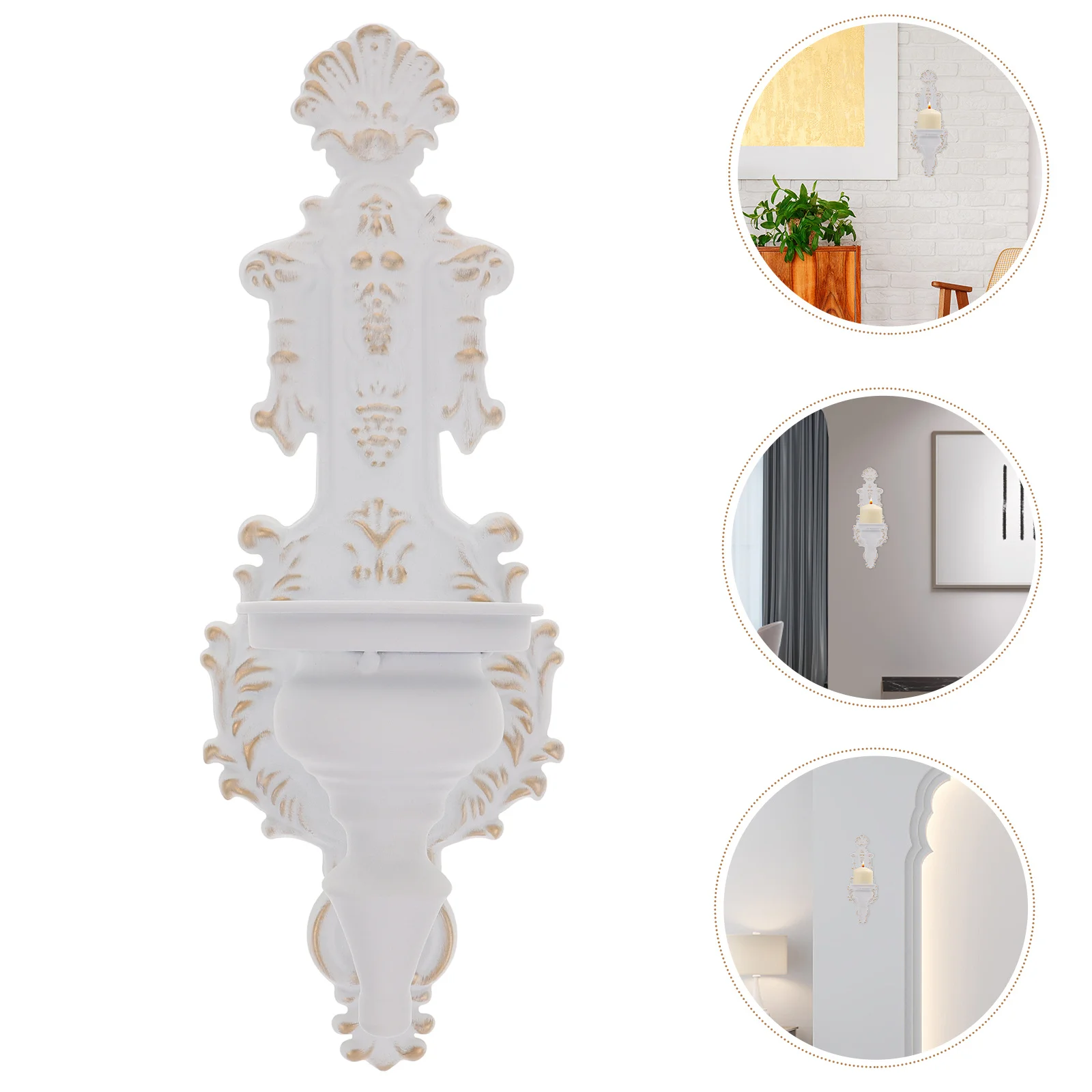 

Vintage Wall Sconce Holder Iron Art Pillar Wall-Mount Decorative Stand for Living Room Wedding Party Home Office