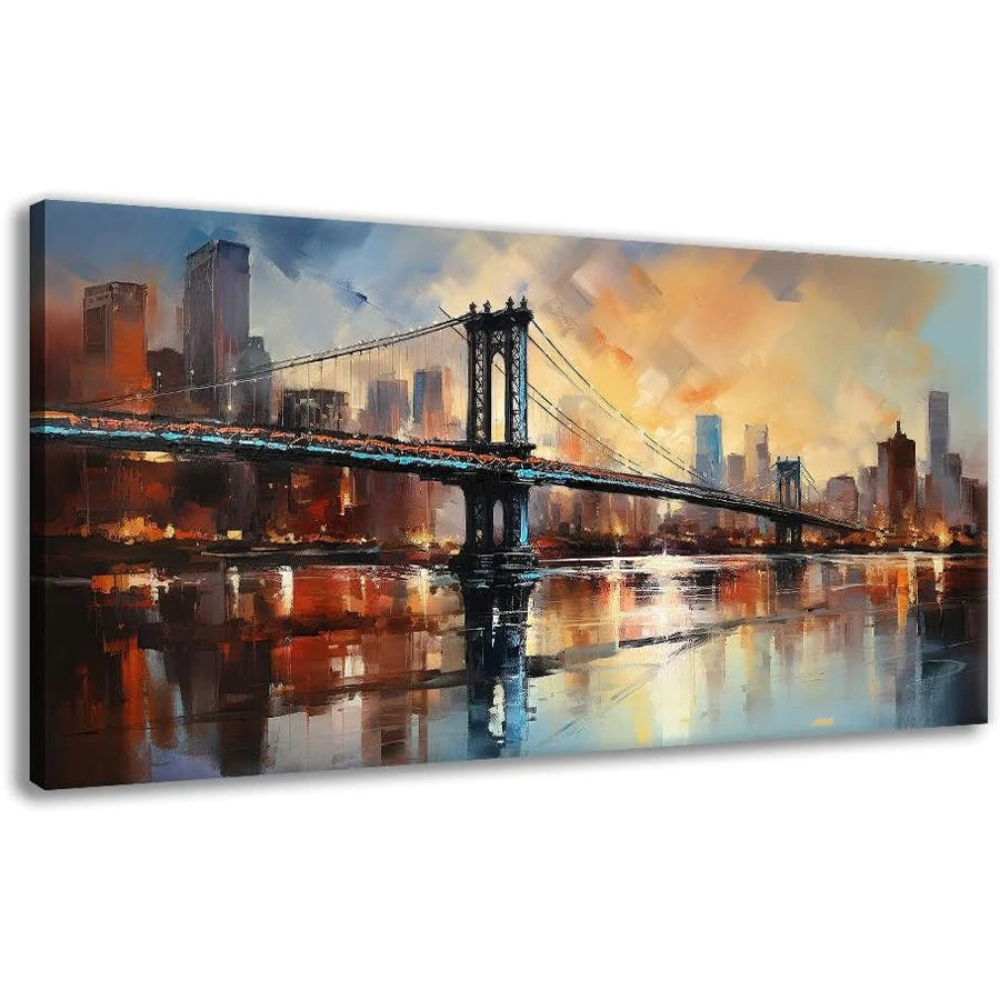 Urban Landscape diamond Painting Brooklyn Bridge Modern New York City Abstract scenery diamond embroidery mosaic big home decor