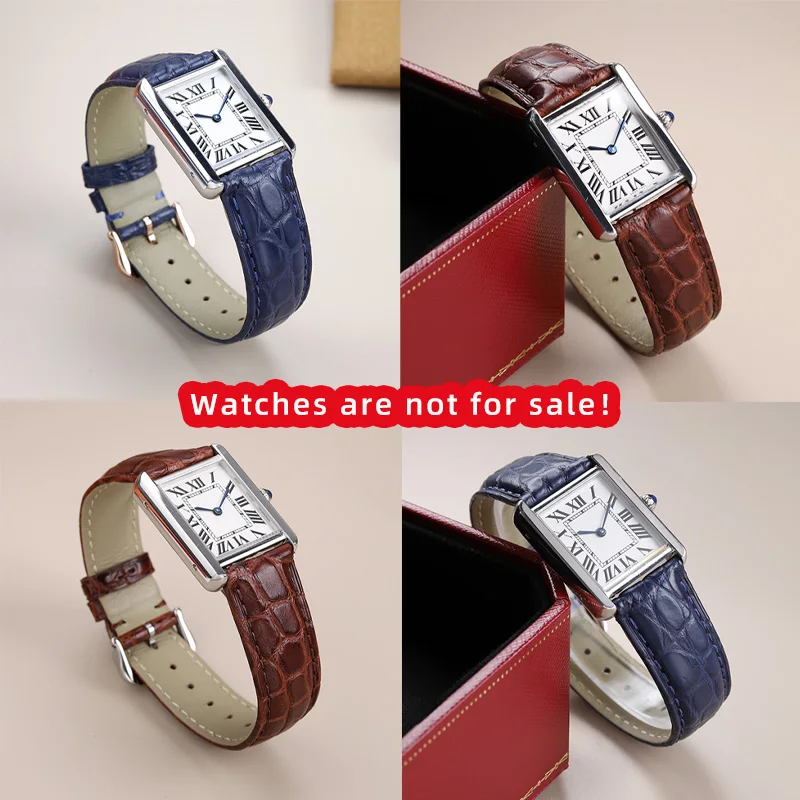20mm 22mm 23mm Per cinturino in coccodrillo Cartier Carro armato in vera pelle Chiave singola London calibo Bracciale da uomo Nero Marrone blu cinturino