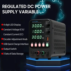 WANPTEK Bench DC Power Supply Variable 30V 10A Digital Display Adjustable Switching Regulated Power Supply CV CC