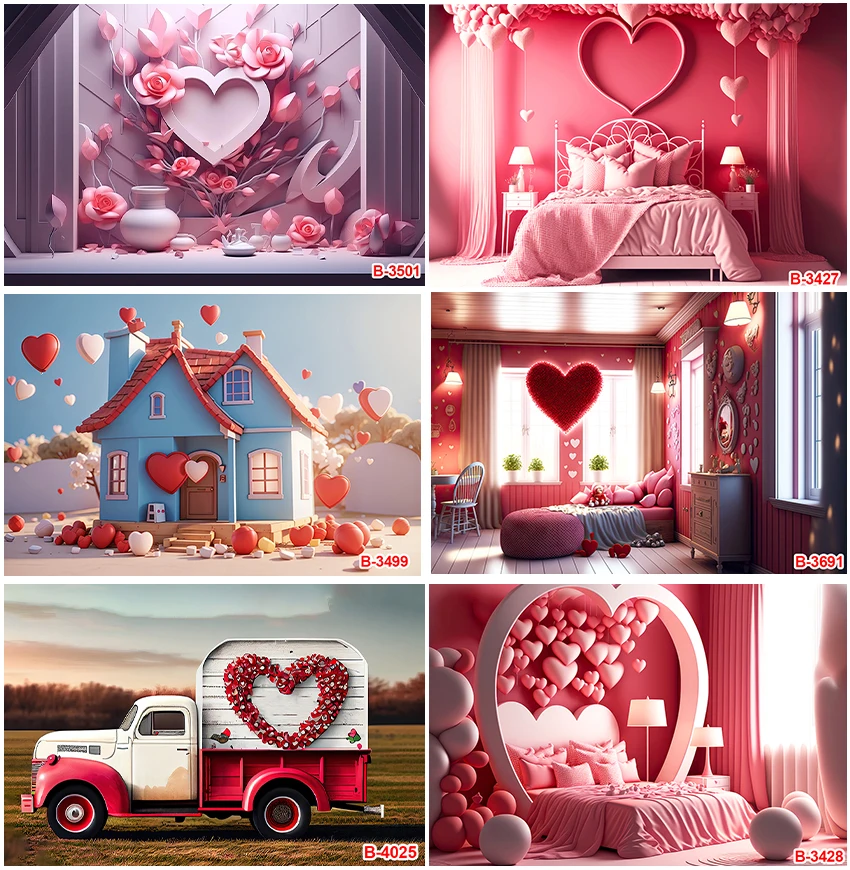 Photography Backgrounds For Valentines Day House Truck Bedroom Love Wedding Marriage Decor Birthday Party Backdrops Studio Photo