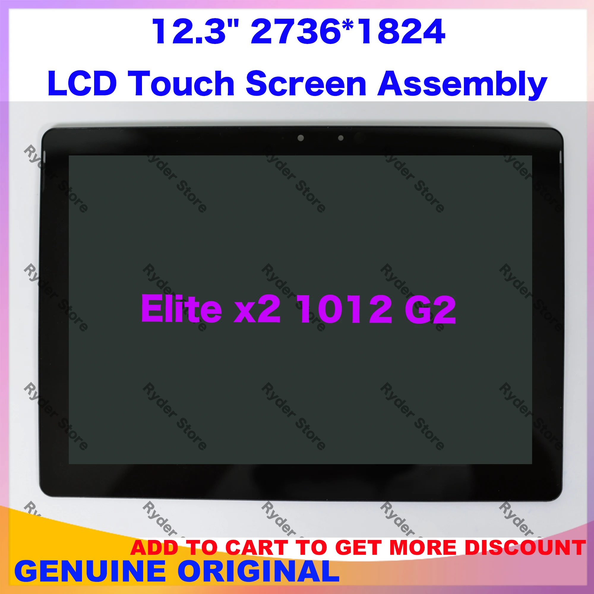 Original For HP Elite x2 1012 G2 LCD Touch Screen Digitizer Replacement Panel Assembly With Bezel Frame 925556-001 925556-001