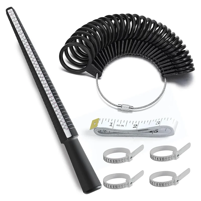 7-Piece Ring Sizer Measuring Tool For Both Men And Women Includes Finger Ring Measurer, Ring Sizers, Ring Making Kit-AT64