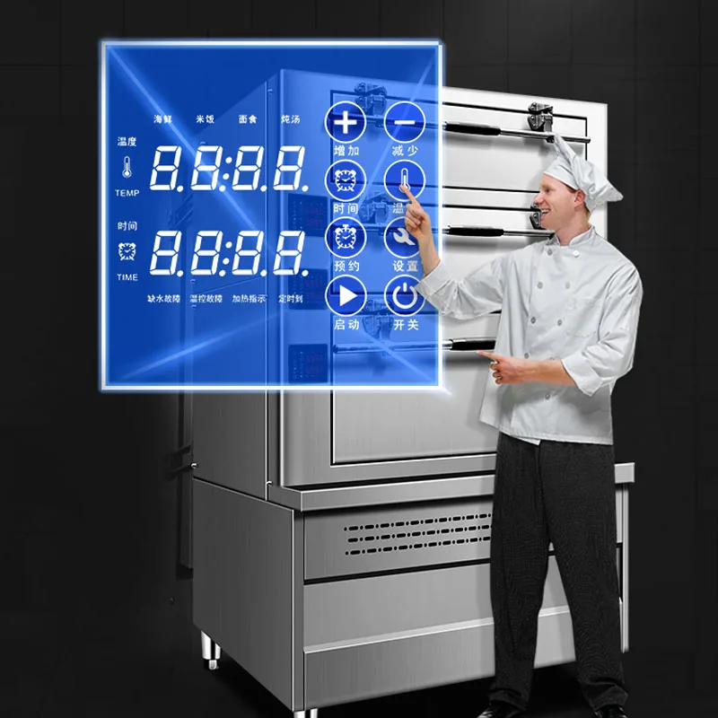 CN-W-90 armadio a vapore per frutti di mare, armadio elettrico a vapore a tre ante, armadio a vapore a gas grande multiporta, vapore vegetale