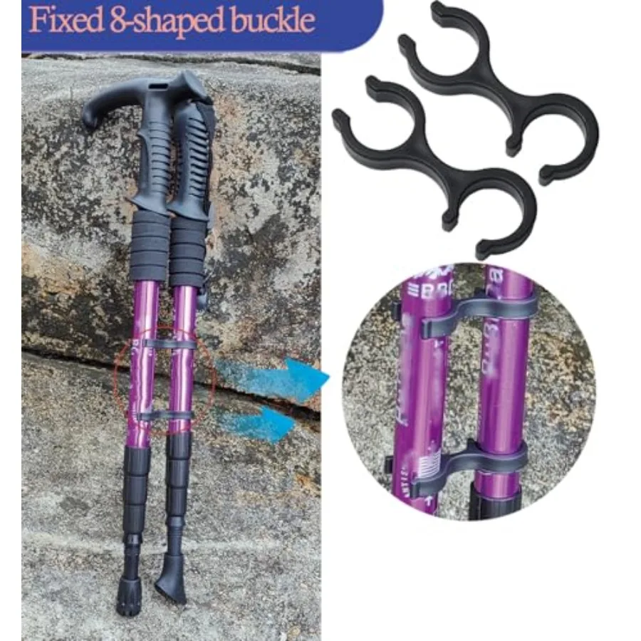 4 قطعة حقيبة الظهر عصا للمشي لمسافات طويلة حامل الأشرطة حبل مرن لأعمدة الرحلات مع 4 قطعة نصائح عمود الرحلات عصا التنزه و 2 #5