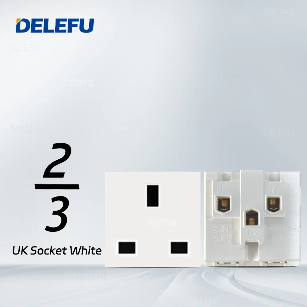 DELEFU English, Multi-functional Free Combination Computer USB Type C Wall Socket DIY White