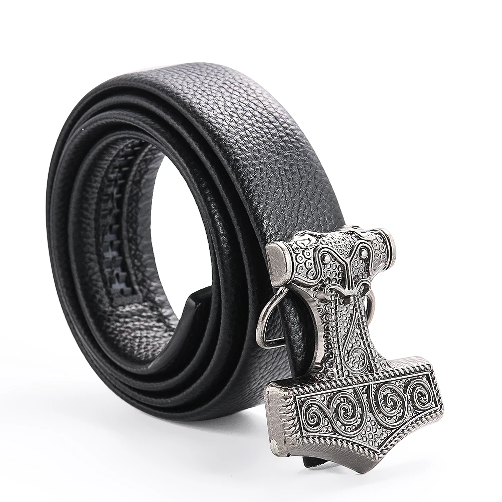 Mitologia Nórdica Retro Odin Hammer Belt Buckle Viking Rune Myth Arma Ocidental Cowboy Jeans Acessório Fastener para Homem 4cm Cintos