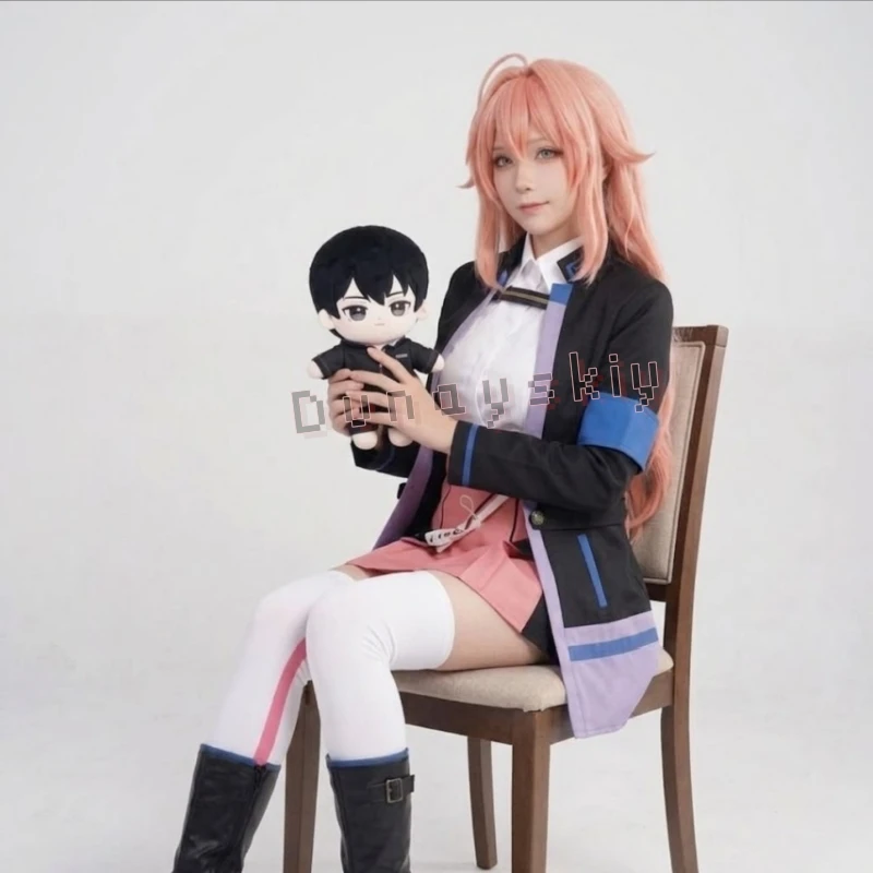 

Anime Jack-of-All-Trades, Party Of None Cosplay Caroline Inglaud コスプレ JK Coat Kawaii Dress Pink Wigs Halloween Christmas Cos