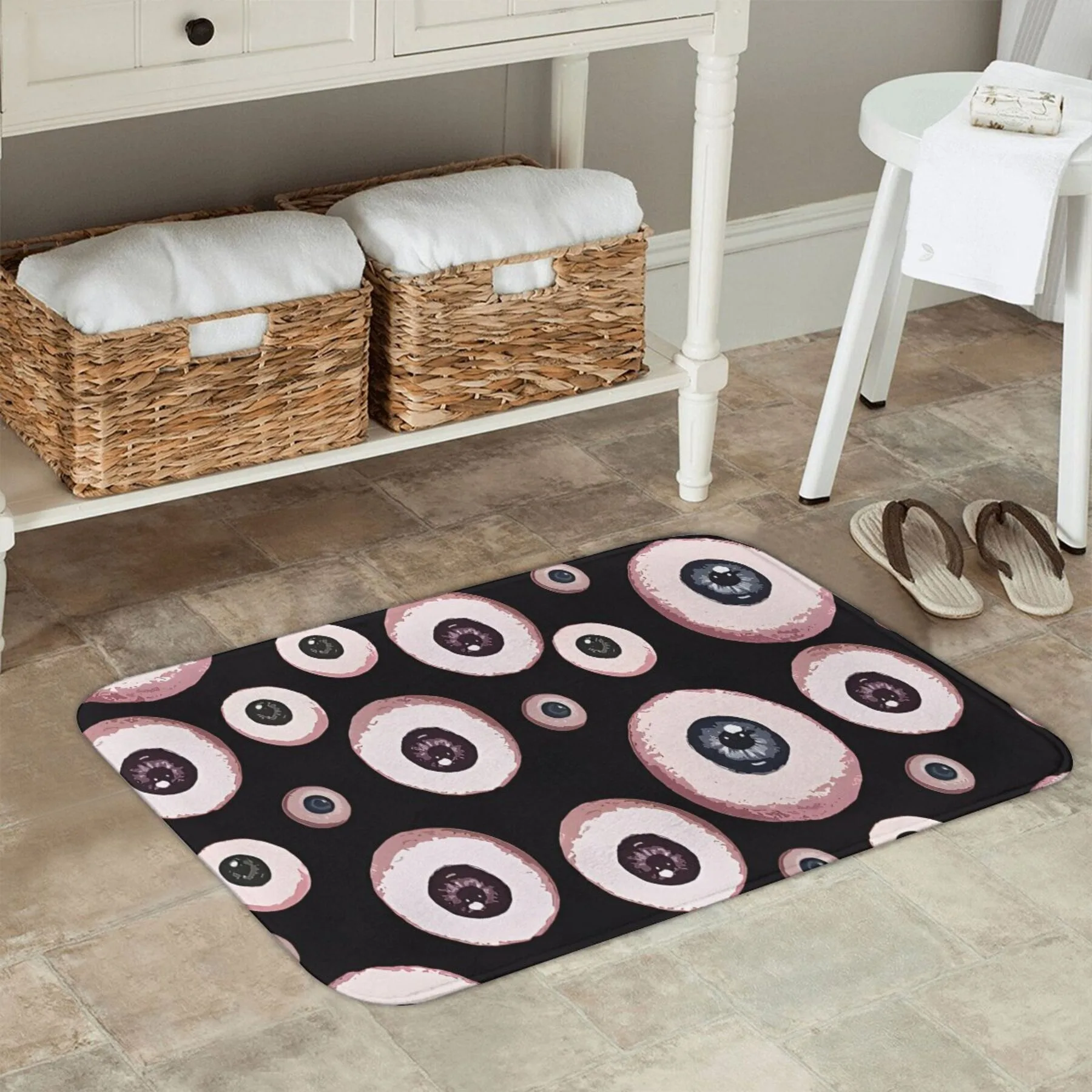 

1PC eyes Pattern Kitchen Rugs Non-Slip Door Mats Pop design Bathroom Rug Bath Mat Carpet for Home Sink Laundry Decor