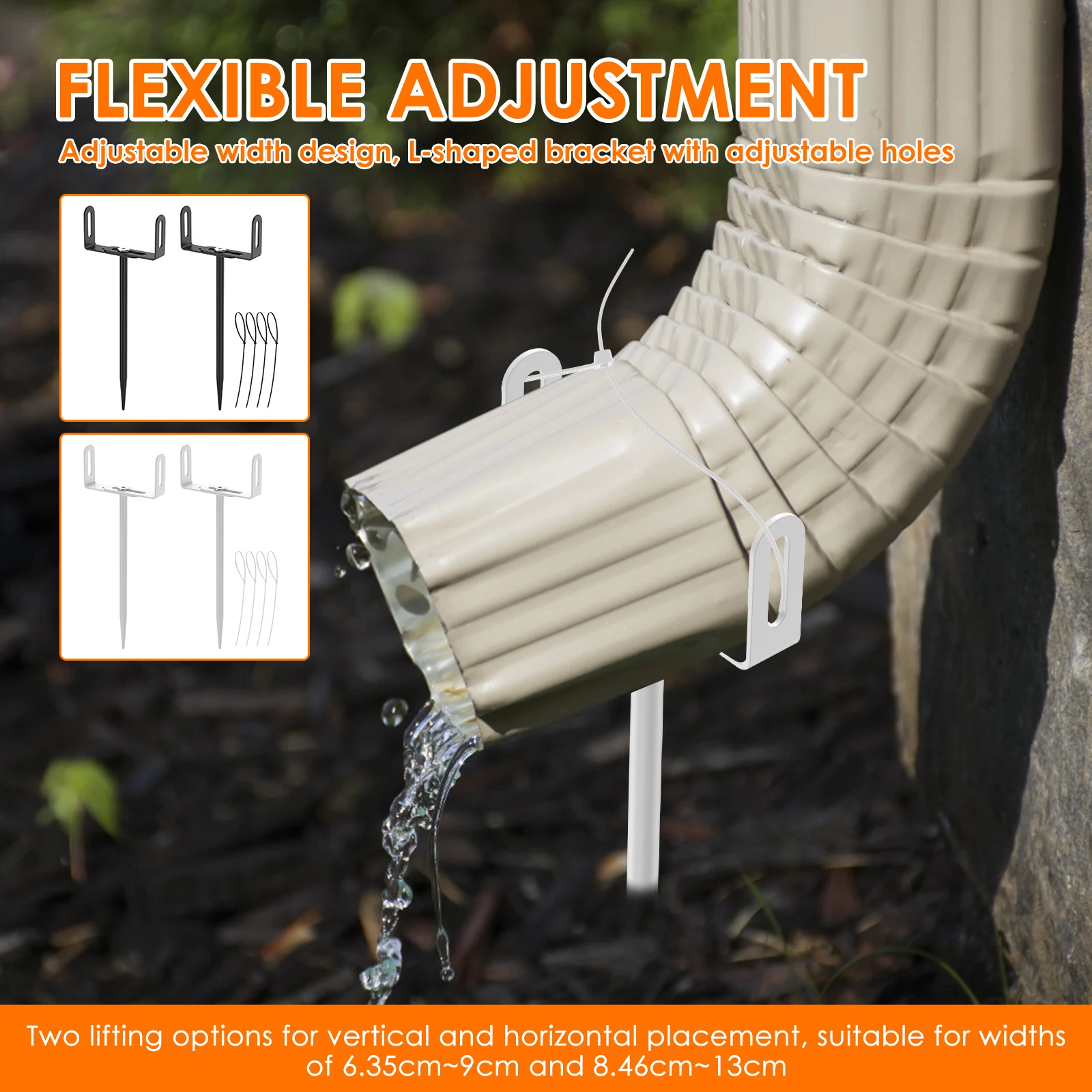 

2PCS Downpipe Holder Adjustable Stable Support Rain Gutter Brackets Heavy Duty Carbon Steel Extension Brackets Easy to Install