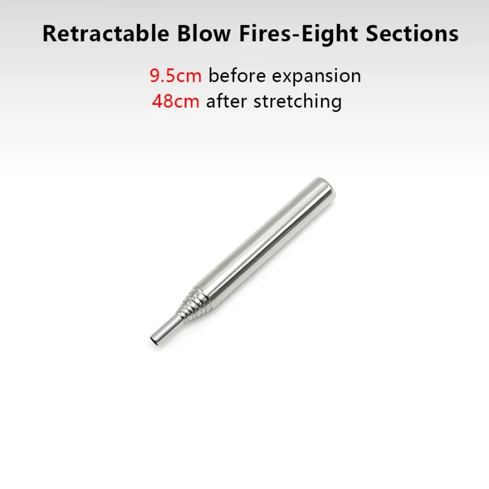 Telescopic Blowtorch  Stainless Steel Blowpipe Pocket Bellow Collapsible Air Blow Stick Outdoor Bushcraft Camping Fire Tool