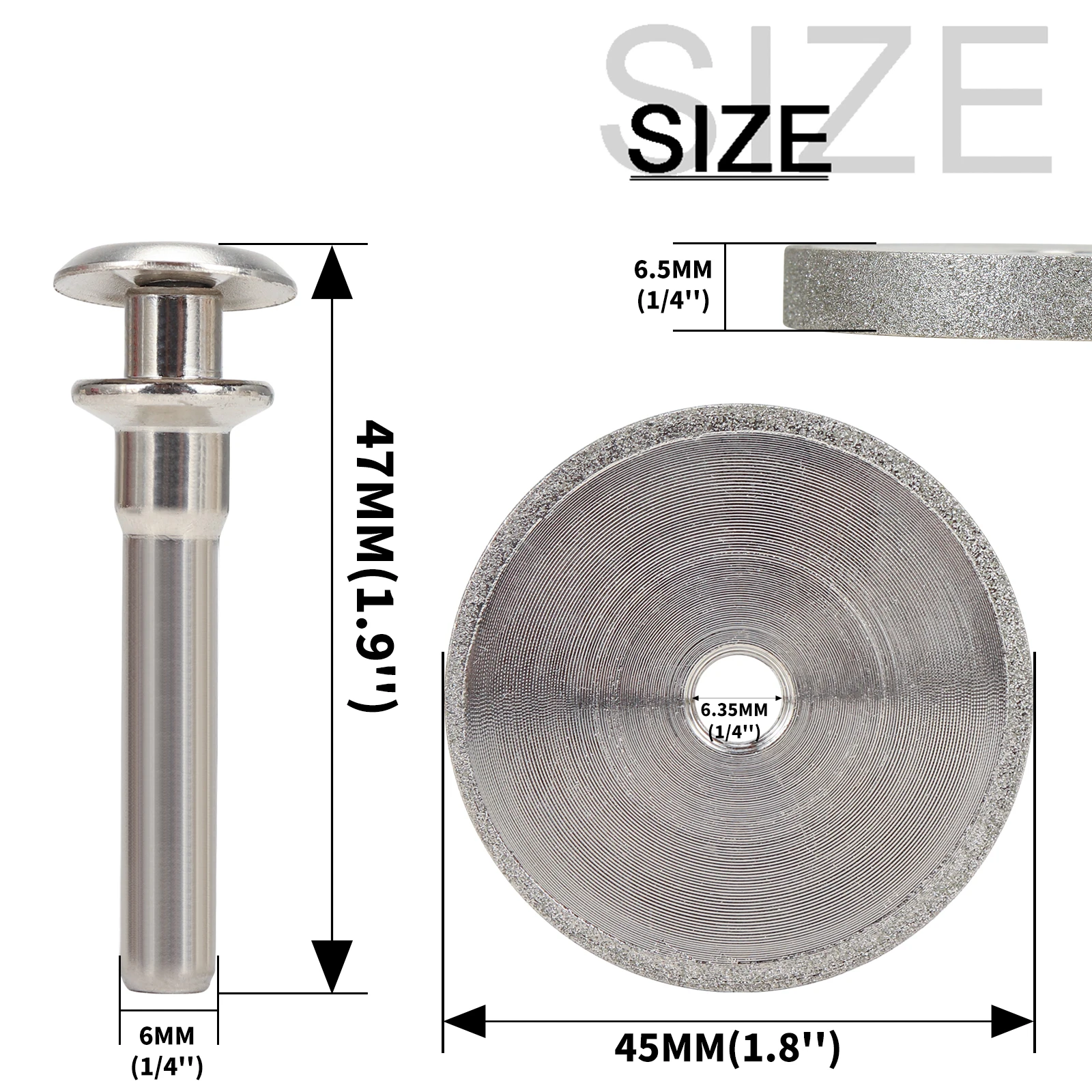 Mini disco per lucidatura con mola diamantata da 45 mm per smerigliatrice per trapano, smerigliatrice per metallo, tungsteno, filo di stungsteno, per molatura/mandrino di montaggio