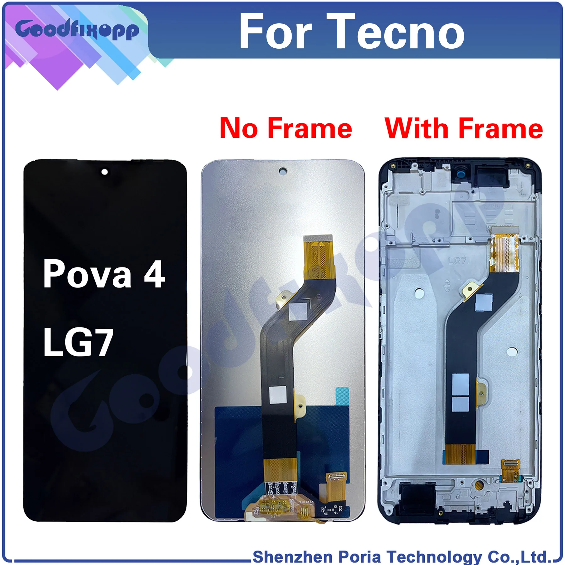 

For Tecno Pova 4 LG7 LG7n LCD Display Touch Screen Digitizer Assembly Repair Parts Replacement