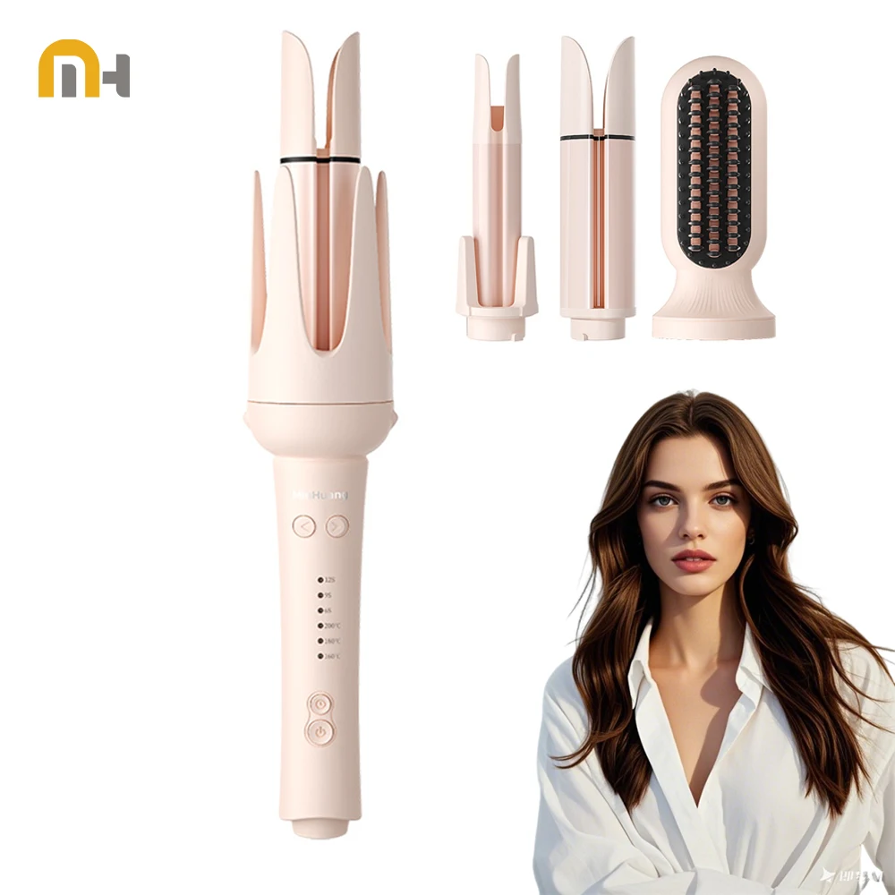 

Auto Hair Curler, Automatic Curling Iron with 4 Temperature Automatic Shut-Off,Anti-Scald Rotating Curling Wand for Hair Styling