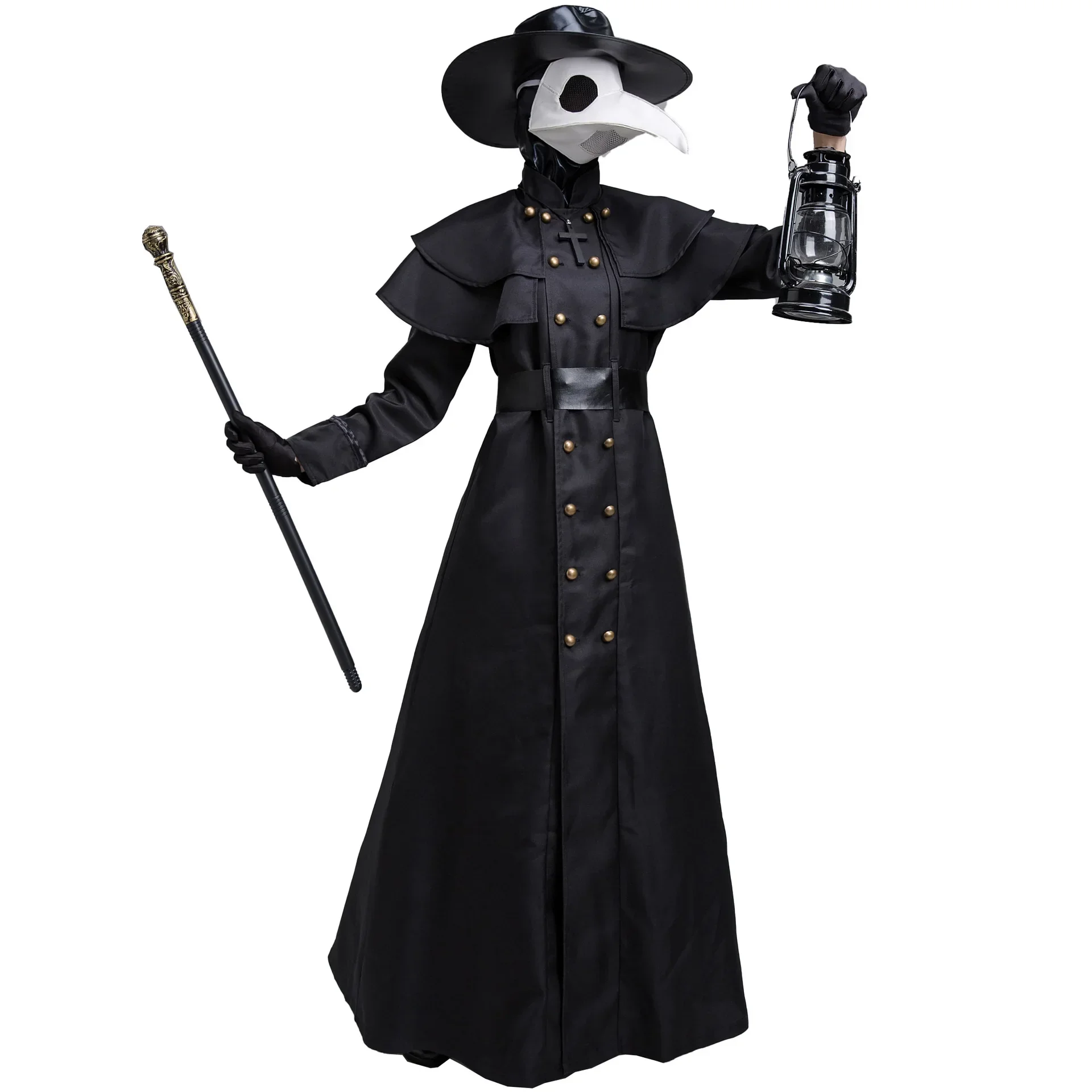 S-XL Medieval Steampunk Halloween Adulto Plague Doctor Crow Beak Película Disfraz