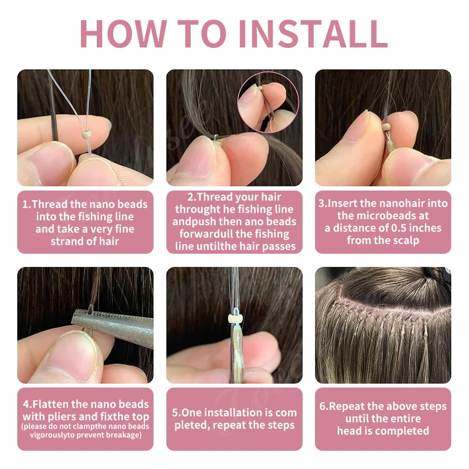 Colorful Nano Rings Hair Extensions 0.1G/Strand Remy 100% Straight Nano Tips Human Hair Highlighting Purple Color For Women