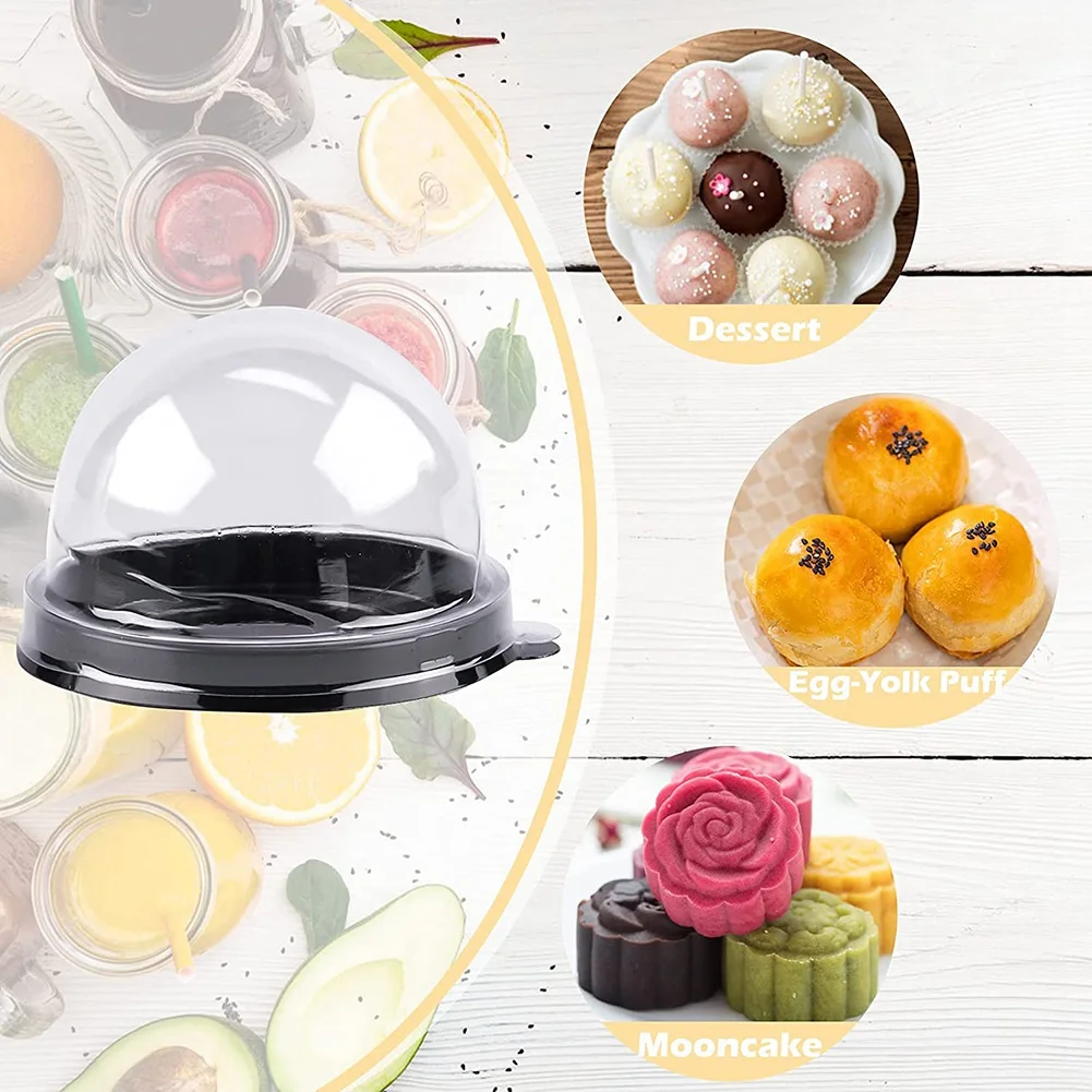 50 Pack Mini Cupcake Containers Clear Plastic Cake Box with Dome Lids for Muffin Mooncake Dessert Cheese Pastry