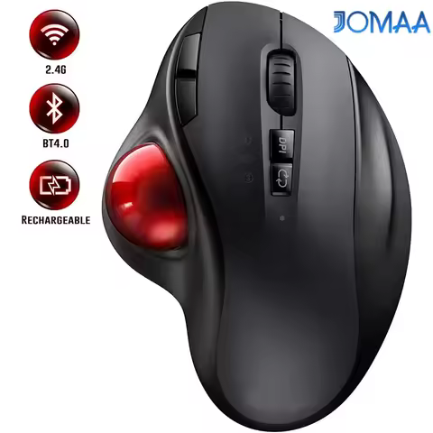 Wireless Trackball Mouse 2.4G,Dual Bluetooth 4.0 Ergonomic Mouse Rechargeable Mouse for Mac Windows Computer Laptop PC