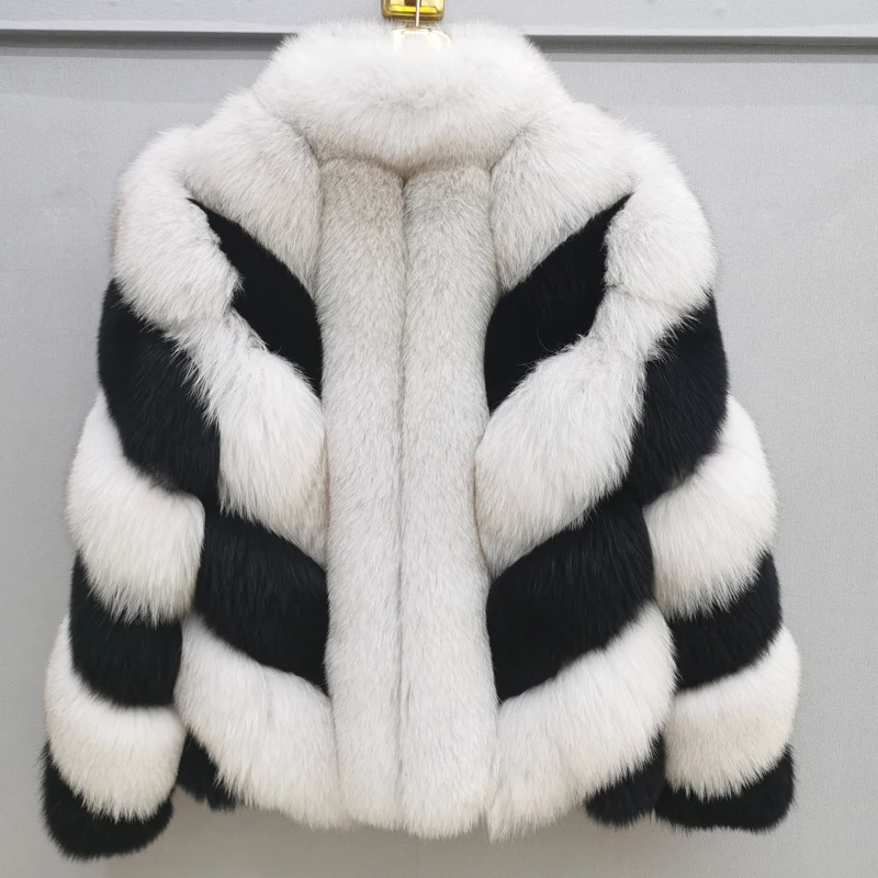 100% natural fox fur fashion winter jacket women\'s thermal real fur coat casual street wear thick jacket can be customized