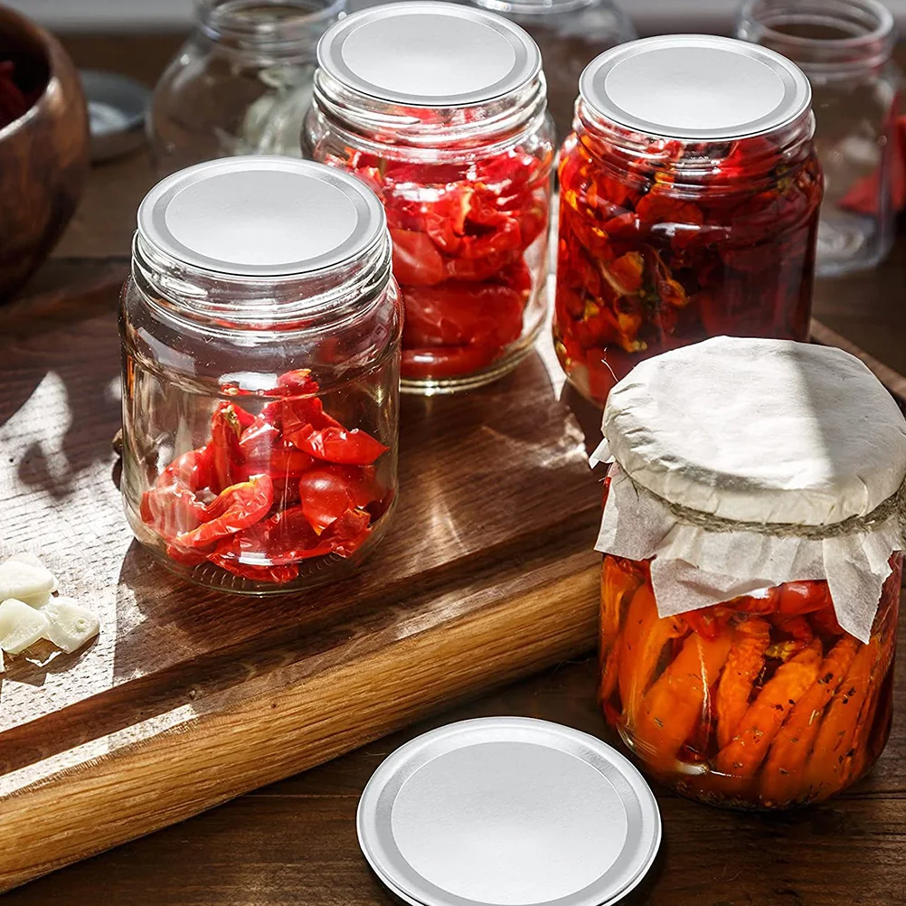 

24 Pcs Tinplate Covers Canning Lids Jars Regular Mouth Reusable Caps Storage Container Dust Proof Insect Proof Isolate Air