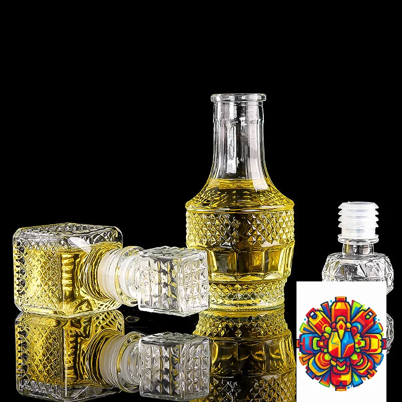 Botella de Vidrio Transparente de 50 ml para Whisky, Vino o Licores, Mini Botella de Alcohol Vacía con Tapa de Rosca, Decantador de Whisky