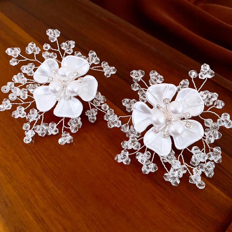 Statement Fashion Clear Crystal White Flower Big Heavy Earrings Personality New Pendientes Mujer