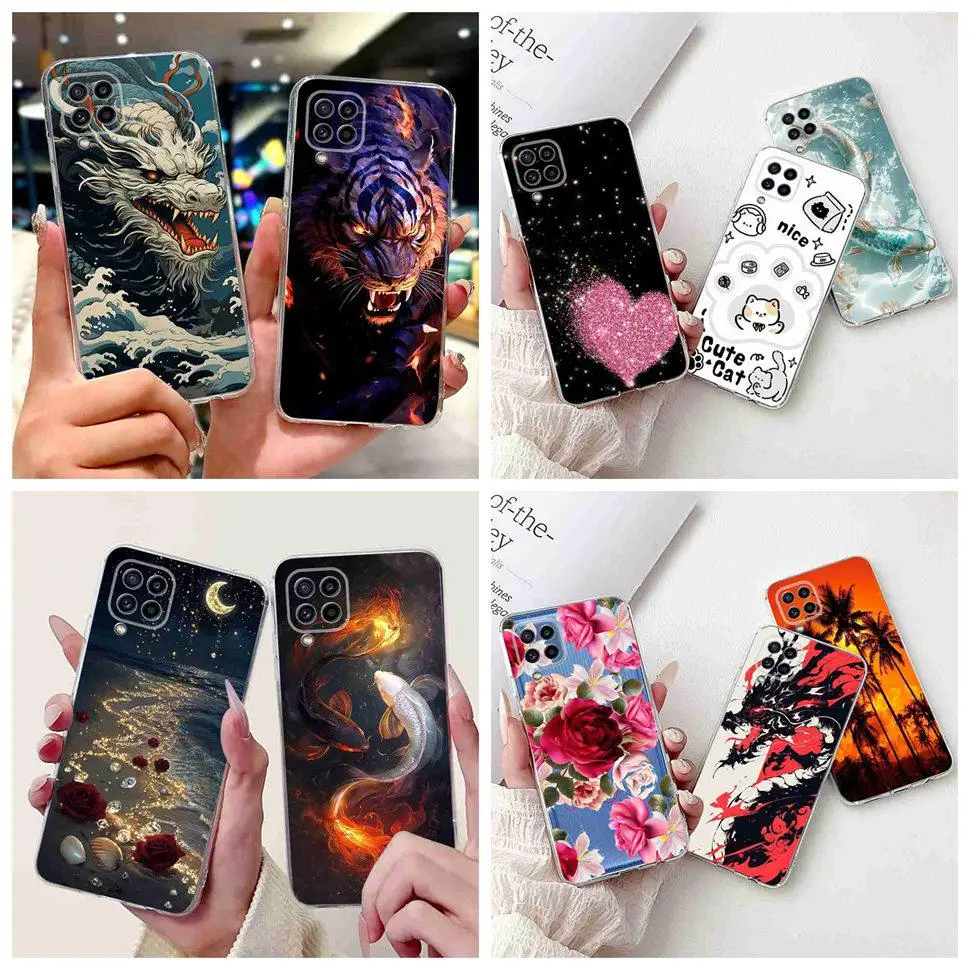 For Samsung Galaxy M32 4G 6.4" Case Tiger Dragon Carp Soft Silicone TPU Cover For Samsung m32 M32 SM-M325F/DS Bumper Shell Coque