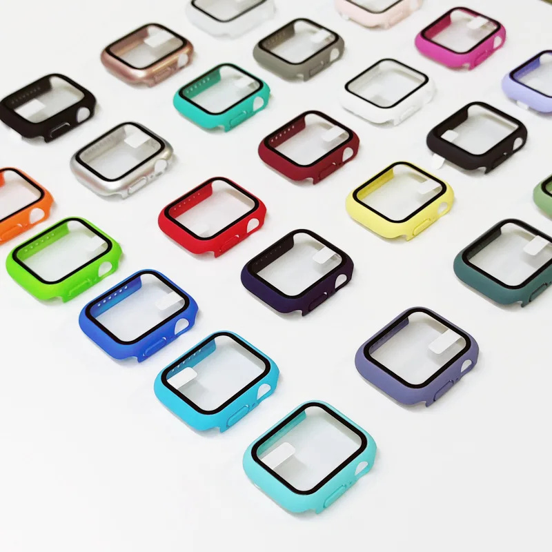 زجاج + غطاء ل أبل ساعة حالة 8 7 6 SE 5 3 iWatch اكسسوارات حامي الشاشة أبل ساعة serie 45 مللي متر 41 مللي متر 44 مللي متر 40 مللي متر 42 مللي متر 38 مللي متر