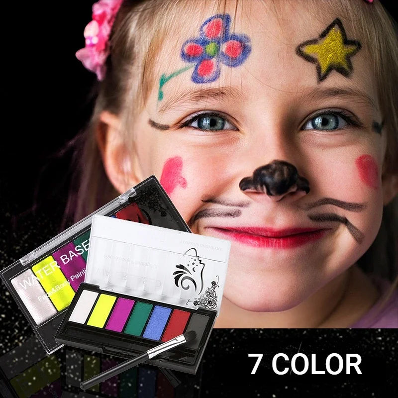 6 Kolorów Akwarelowe Pigmenty do Malowania Twarzy i Ciała Bezpieczne Szybkie Halloween Party Farby z Pędzelkami Makijaż Dramatyczny Cosplay Malowanie