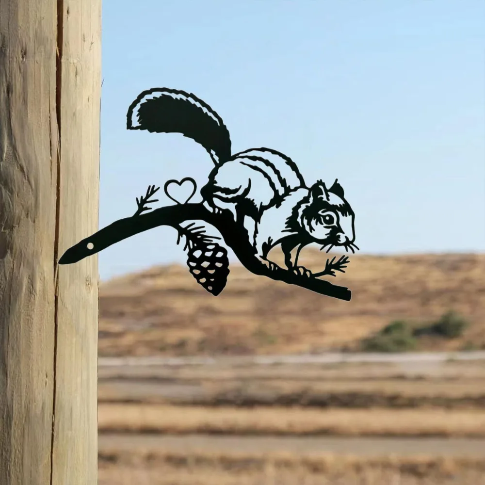 Brand Metal Chipmunk Garden Stakes Cute Yard Art Decor Outdoor Lawn Ornament Pathway Marker Landscape Accent