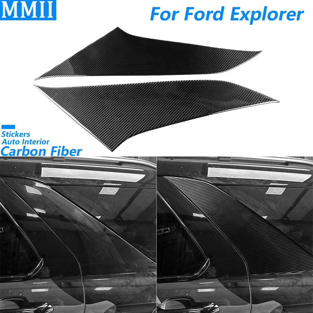 

For Ford Explorer 2020 2021 2022 2023 Carbon Fiber Exterior Window C-pillar panel Trim Cover Car Accessories Decoration Sticker