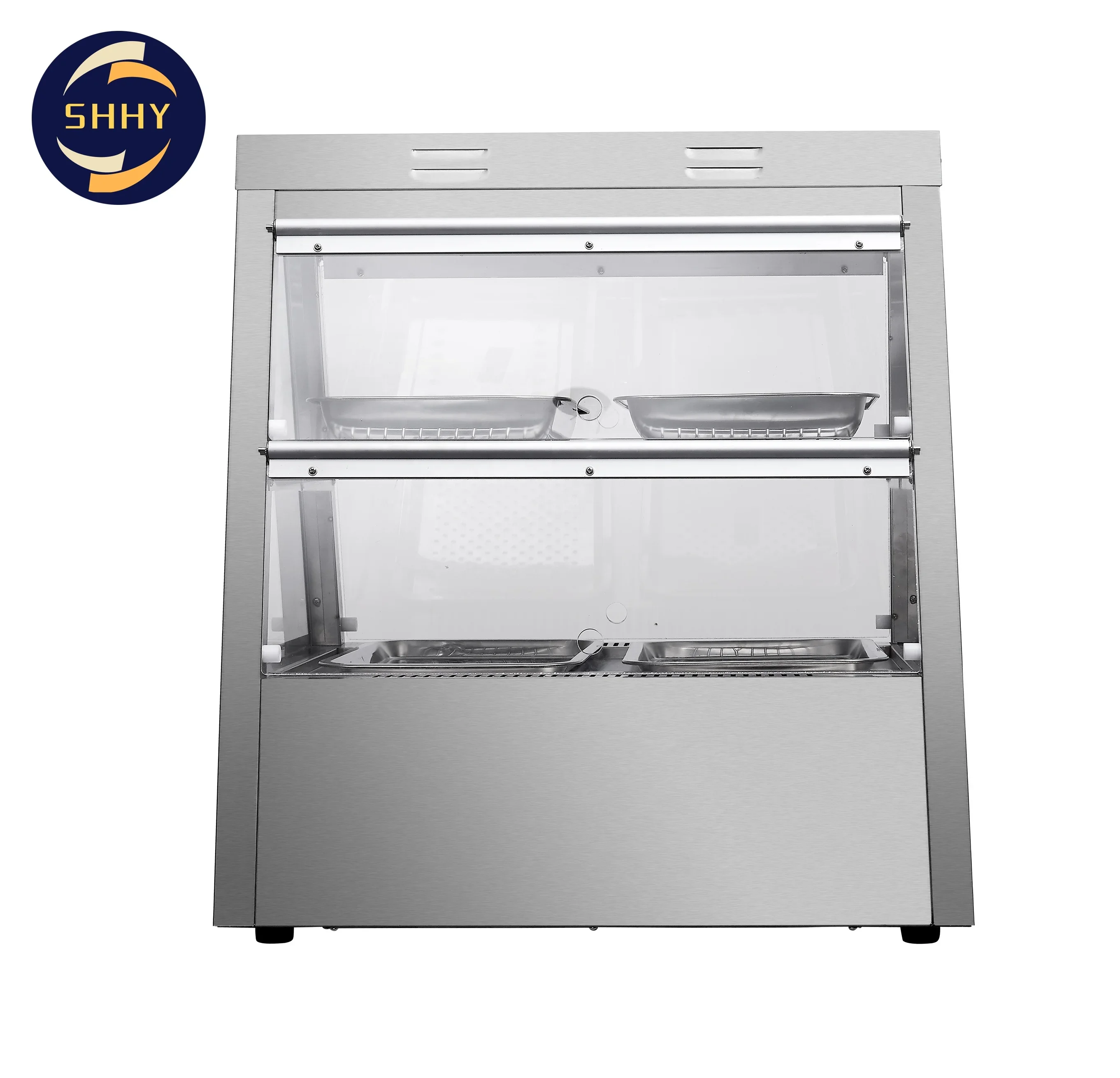 Factory direct sales Commercial glass food warmer display showcase stainless steel hot food display cabinets