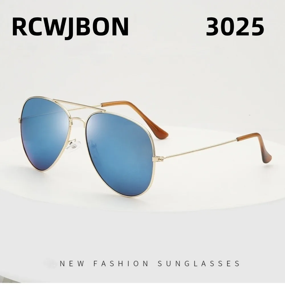 Glass Lenses 3025 Aviator Mirror Sunglasses Unisex Oval Retro Sunglass Classic Design Golden Thin Frame Classic Business Style