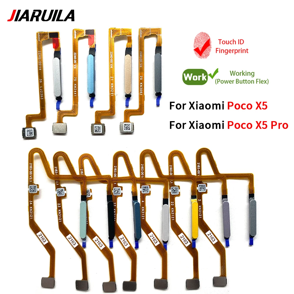 20Pcs，Home Side Power Button Touch ID fingerprint Finger Sensor Scanner Flex Cable For Xiaomi Poco X5 Pro